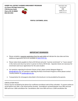 important reminders - Cherry Hill Public Schools