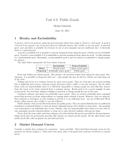Unit 8.2: Public Goods