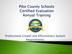 Pike County Schools Certified Evaluation Annual Training
