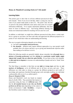 Honey and Mumford and VAK - The Essential Handbook for GP