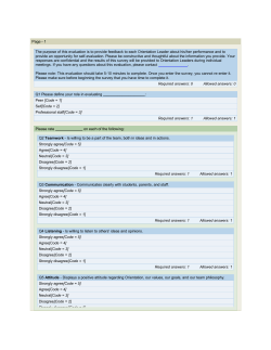 Orientation Leader Evaluation Template