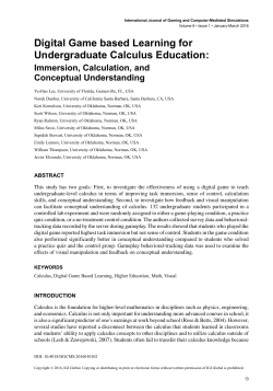 Digital Game based Learning for Undergraduate Calculus