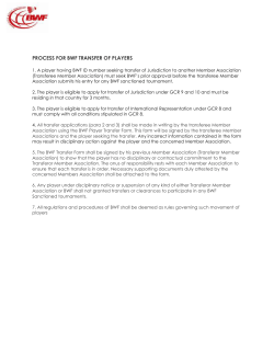 PROCESS FOR BWF TRANSFER OF PLAYERS 1. A player having