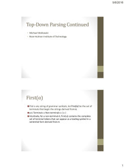 Top-Down Parsing Continued - Rose