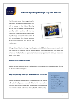 Formal Learning 2015 - National Sporting Heritage Day