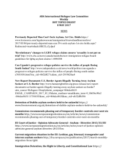 ABA International Refugee Law Committee Weekly HOT TOPICS