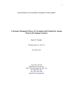 A Dynamic Managerial Theory of Corruption and Productivity Among