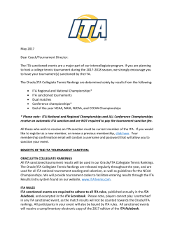 May 2017 Dear Coach/Tournament Director: The ITA