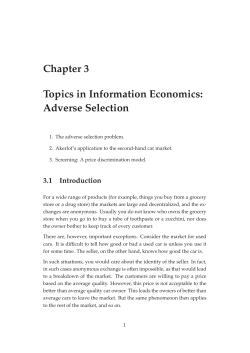 Chapter 3 Topics in Information Economics: Adverse Selection