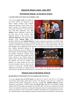 Quarterly Report April - June 2015 Jyoti Kiran School