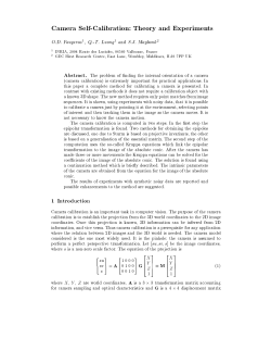 Camera Self-Calibration: Theory and Experiments O.D. Faugerasb