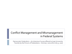 Conflict Management and Mismanagement in Federal Systems