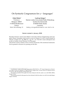 On Syntactic Congruences for &omega;&minus;languages
