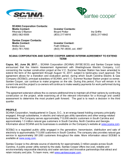 SCANA Corporation and Santee Cooper Amend Interim Agreement