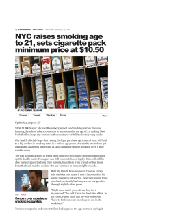 NYC raises smoking age to 21, sets cigarette pack minimum price at
