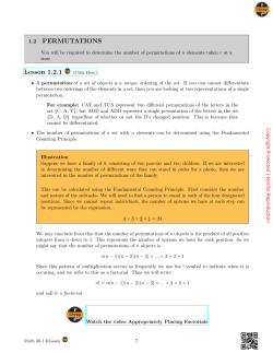 1.2 PERMUTATIONS Lesson 1.2.1