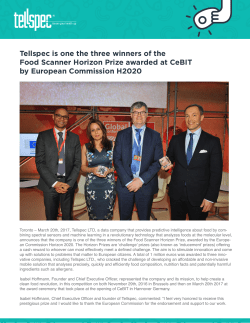 Tellspec is one the three winners of the Food Scanner Horizon Prize