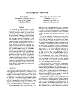 Middle-Agents for the Internet - Carnegie Mellon School of
