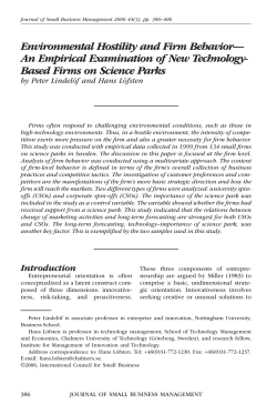 Environmental Hostility and Firm Behavior&mdash;An Empirical