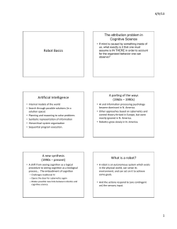 Robot Basics Ar]ficial Intelligence What is a robot?