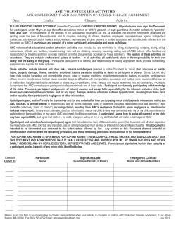 AMC VOLUNTEER LED ACTIVITIES ACKNOWLEDGMENT AND