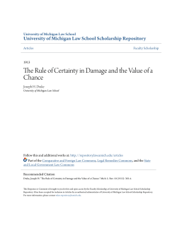 The Rule of Certainty in Damage and the Value of a Chance