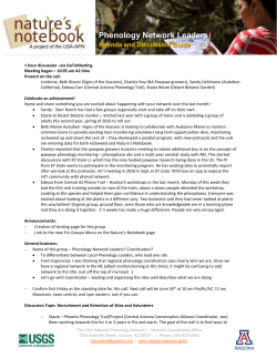 Phenology Network Leaders Agenda and Discussion Guide