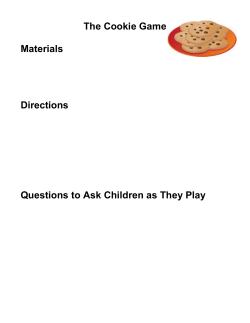 The Cookie Game Materials Directions Questions to Ask Children as
