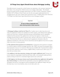 10 Things Every Agent Should Know about Mortgage Lending