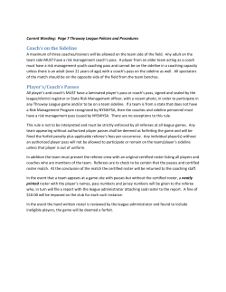 Coach`s on the Sideline Player`s/Coach`s Passes