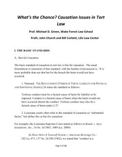 What`s the Chance? Causation Issues in Tort Law
