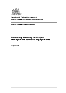 Tendering Planning for Project Management services