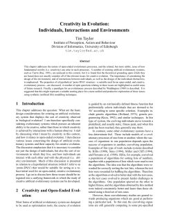 Creativity in Evolution: Individuals, Interactions