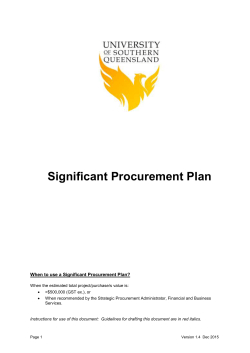 When to use a Significant Procurement Plan?