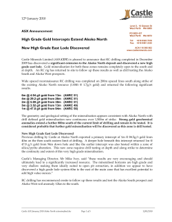 High Grade Gold Intercepts Extend Akoko North New High Grade