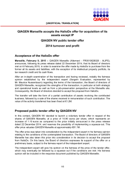 QIAGEN Marseille accepts the HalioDx offer for acquisition of its