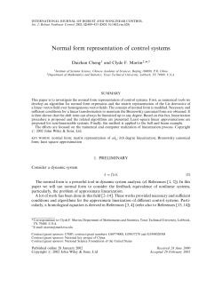 Normal form representation of control systems