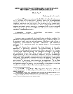 METHODOLOGICAL ASSUMPTIONS IN ECONOMICS: THE
