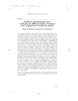 Methodological Issues Associated with Using