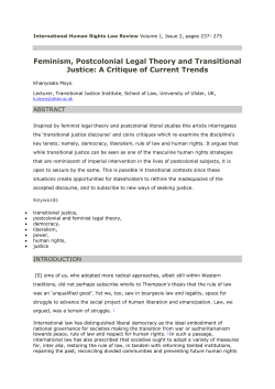 conclusion: feminism, postcolonial legal theory and transitional justice