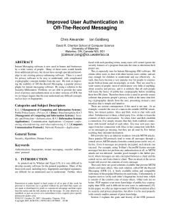 Improved User Authentication in Off-The