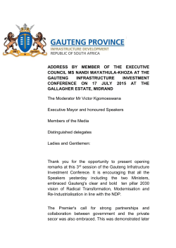 Address by MEC Ms Nandi Mayathula