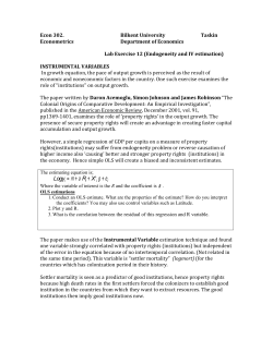 Econ 302. Bilkent University Taskin Econometrics Department of