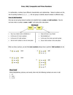 Even, Odd, Composite and Prime Numbers
