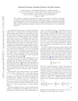 Rational Decisions, Random Matrices and Spin Glasses