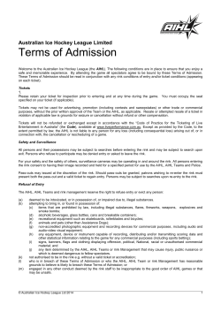 Terms of Admission - The Australian Ice Hockey League