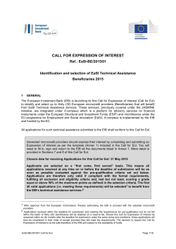 CALL FOR EXPRESSION OF INTEREST