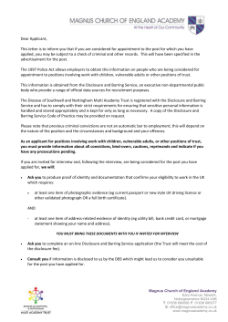 DBS check information -applicants please read