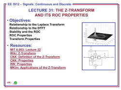 lecture 31: the z-transform and its roc properties