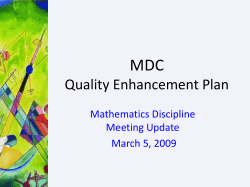 MIAMI DADE COLLEGE QUALITY ENHANCEMENT PLAN